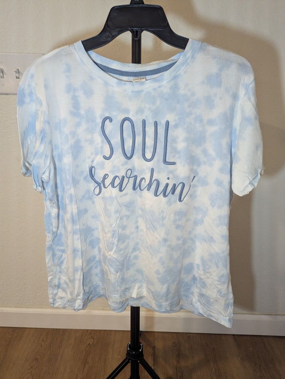 Sweet Soul Clothing Co Tie Dye T-Shirt Blue Large Soul Searchin Embroidered Boho